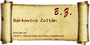 Bárkovics Zoltán névjegykártya